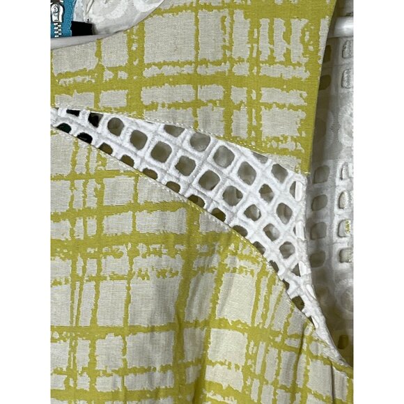 Walter Baker Women’s XS Yellow White Plaid Fit & Flare Sleeveless Dress - Picture 5 of 13